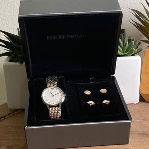 Emporio Armani Women Two-Hand Silver-Tone Stainles